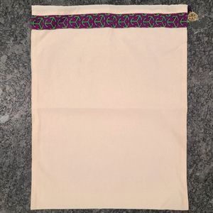 Tory Burch Large Dust Bag Purple & Green Trim Drawstring Gold Charm Logo